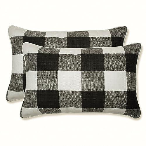 Pillow Perfect Outdoor | Indoor Aruba Jungle Green Throw Pillow (Set of 2), 19 X 19 X 5, Black