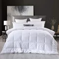 Royal Comfort Quilt Duvet Blanket Silk Blend Fill 260 GSM Lightweight Breathable Soft (White, Queen)
