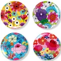 French Bull Assorted Plates - 4 Piece Set - 11 inch Melamine Dinner Plate Set - Melamine Dinnerware for Indoor and Outdoor - Assorted Garden Floral