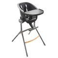BÉABA, Up&Down High Chair, Made in France, Ergonomic, Adjustable and Removable Tray, 6 Height Adjustable, Comfortable Design, Sturdy Materials, Dark Grey