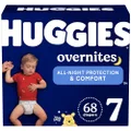 Huggies Overnight Diapers Size 7 (41+ lbs), 68 Ct, Overnites Nighttime Baby Diapers