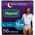Depend Night Defense Adult Incontinence Underwear for Men, Disposable, Overnight, Large, Grey, 56 Count, Packaging May Vary