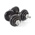 York Fitness 20 kg Cast Iron Spinlock Dumbbell - Adjustable Hand Weights Set (Pack of 2) - Black