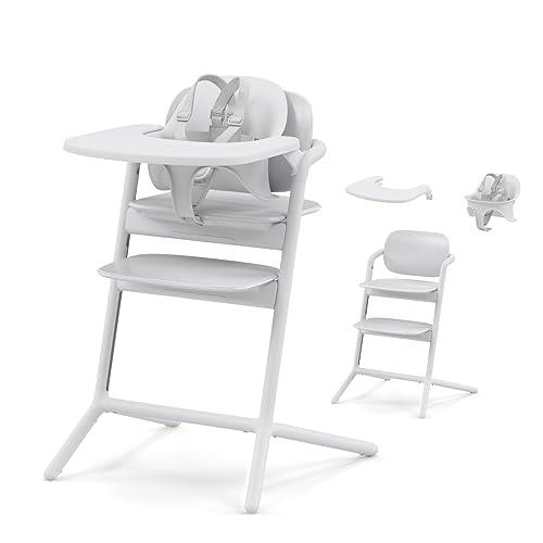 CYBEX LEMO 2 High Chair System, Grows with Child up to 209 lbs, One-Hand Height and Depth Adjustment, Anti-Tip Wheels Safety Feature - All White
