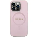 Guess Saffiano with MagSafe for iPhone 15, Pink