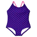Kanu Surf Girls' Daisy Beach Sport 1-Piece Swimsuit, Chloe Purple Dot, 12