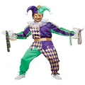 Men's Mardi Gras Jester Costume, Multicolor, X-Small