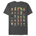 Nintendo Men's Pixel Cast T-Shirt, Charcoal, X-Large
