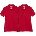 French Toast Girls SA9403K Short Sleeve Stretch Pique Polo - 2 Pack Short-Sleeve School Uniform Polo Shirt - red - M (7/8)