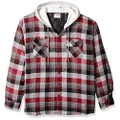 Wrangler Mens ZHEEPT Big-Tall Long Sleeve Quilted Lined Flannel Shirt Jacket with Hood Long_Sleeve Button-Down Shirt - red - 3X-Large