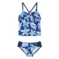 Kanu Surf Girls' Charlotte Flounce Tankini Beach Sport 2-Piece Swimsuit, Charlotte Navy Floral, 8