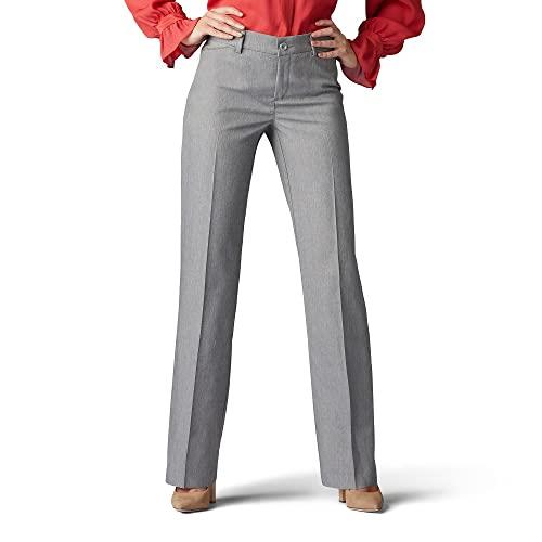 Lee Women's Flex Motion Regular Fit Trouser Pant, Ash Heather, 14 Short