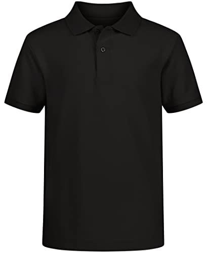 Nautica Boys' Big School Uniform Short Sleeve Pique Polo, Black, 18-20