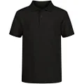 Nautica Boys' Big School Uniform Short Sleeve Pique Polo, Black, 18-20