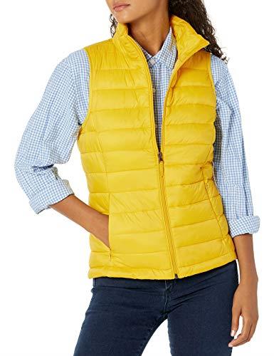 Amazon Essentials Women's Lightweight Water-Resistant Packable Puffer Vest, Yellow, Medium