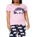 Hatley Little Blue House Women's Short Sleeve Pajama Tee Top, Woods Mama Bear, Large