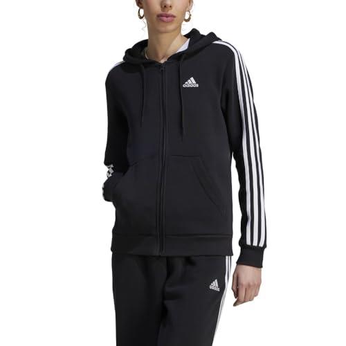 adidas Sportswear Essentials 3-Stripes Full-Zip Fleece Hoodie, Black, 2XS