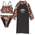 Rip Curl Girl's Sun Catcher Short Sleeve Swim Set, Washed Black, Age 14 Years(3 Pieces Set)