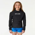 Rip Curl Girl's Classic Surf Long Sleeve Rash Vest, Black, Age 8 Years