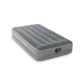 INTEX 64112E Dura-Beam Standard Prestige Air Mattress: Fiber-Tech – Twin Size – Built-in USB Electric Pump – 12in Bed Height – 300lb Weight Capacity,Grey