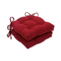 Pillow Perfect Outdoor/Indoor Pompeii Chair Pads, 15.5" x 14.5", Red, 2 Pack