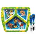 Zak! Designs Kids Dinnerware Set Includes 3-Section Plate, Fork and Spoon Featuring Graphics from Paw Patrol, BPA-Free, 3 Piece Set