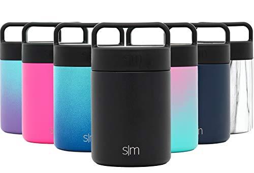 Simple Modern 12oz Provision Food Jar with Handle Lid - Vacuum Insulated 18/8 Stainless Steel Leak Proof Kid's Food Storage Container Flask -Midnight Black