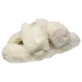 Tommy Hilfiger Women's Faux Fur Logo Strap Home Slipper, Sugarcane, EU 35-36/US 5-6