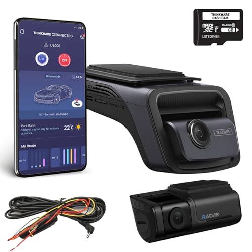 Thinkware U3000D UHD Front and Rear Dash Camera with Wi-Fi, Built-in GPS, Night Vision and 64GB MicroSD Card