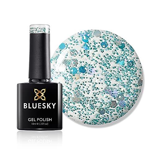 Bluesky Aqua Gel Nail Polish 10 ml, Blue Glitter Gel