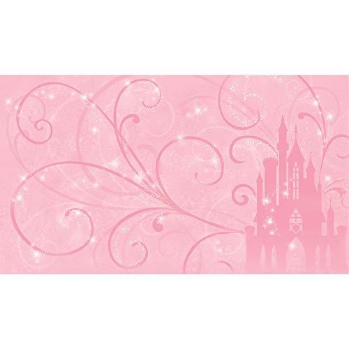 RoomMates JL1316M Princess Scroll Castle Chair Rail Prepasted Mural 6' X 10.5' -Ultra-Strippable Water Activated Removable Wall Mural-10.5 6 ft, Pink