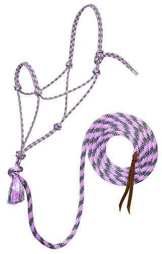 Weaver Leather Silvertip No. 95 Rope Halter with 12' Lead, Average, Gray/Silver/Lavender/Pink