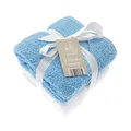 2 Soft White Elli and Raff Baby Hooded Bath Time Towel 100% Cotton Baby Gift (Blue)