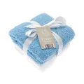 2 Soft White Elli and Raff Baby Hooded Bath Time Towel 100% Cotton Baby Gift (Blue)
