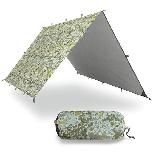 Aqua Quest Safari Tarp - 100% Waterproof Lightweight SIL-Nylon Bushcraft Camping Shelter - 10x10 Boulder Camo