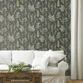 RoomMates RMK12115RL Lisa Audit Dark Gray Fern Study Peel and Stick Wallpaper