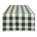 DII Heavyweight Fringed Check Tabletop Collection, Table Runner, 14x72, Hunter Green