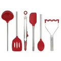 Tovolo Silicone Utensil Set of 6 for Meal Prep, Cooking, Baking, and More - Cayenne