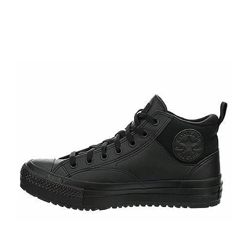 Converse Unisex Chuck Taylor All Star Malden Street Mid High Sneaker Boot Leather - Lace up Closure Style - Black, Black, 13 Women/11 Men