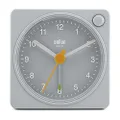 Braun Classic Travel Analogue Alarm Clock with Snooze and Light, Compact Size, Quiet Quartz Movement, Crescendo Beep Alarm in Grey, Model BC02XG