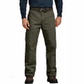 Dickies Men's Relaxed Fit Straight-Leg Duck Carpenter Jean, Rinsed Moss Green, 44W x 32L