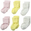 Jefferies Socks Unisex-Baby Newborn Turn Cuff Bootie 6 Pair Pack, Pink/White/Yellow, Infant