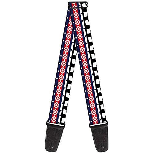 Buckle-Down Premium Guitar Strap, Aztec 13 White/Navy/Red/Black, 29 to 54 Inch Length, 2 Inch Wide