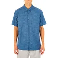 Hurley Men's One and Only Textured Short Sleeve Button Up, Obsidian, Medium