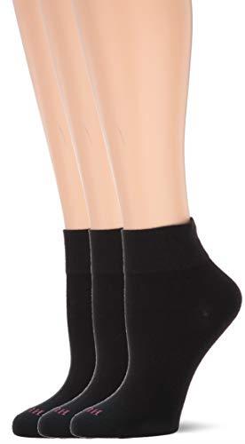 HUE womens U20738 Cotton Body Sock 3 Pair Pack Casual Socks - Black - One Size