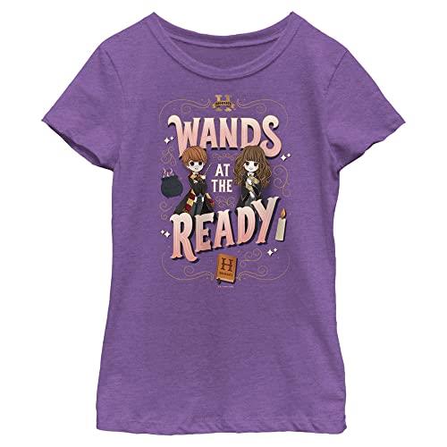 Harry Potter Girl's Wands at The Ready T-Shirt, Pur Berry, Medium