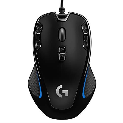 Logitech G300s Wired Gaming Mouse, 2,500 DPI, RGB, Lightweight, 9 Programmable Controls, On-Board Memory, Compatible with PC/Mac - Black (German Packaging)