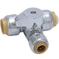 SharkBite 1/2 x 1/2 x 1/4 Inch Compression Tee Stop Valve, Push to Connect Brass Plumbing Fitting, PEX Pipe, Copper, CPVC, PE-RT, HDPE, 24987A