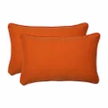 Pillow Perfect Indoor/Outdoor Sundeck Corded Rectangular Throw Pillow, Orange, Set of 2