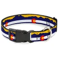 Buckle-Down Plastic Clip Dog Collar, Colorado Flag/Mountain Silhouette, 18 to 32 Inch Neck Size x 1.5 Inch Width